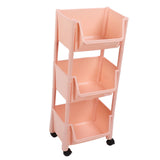 Compact Rolling Storage Organizer Large Capacity Mobile Utility Cart Movable Storage Book Shelf with Lockable Wheels 3 Tier Without Cover