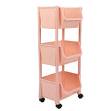Compact Rolling Storage Organizer Large Capacity Mobile Utility Cart Movable Storage Book Shelf with Lockable Wheels 3 Tier Without Cover