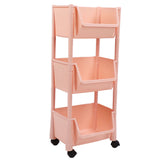 Compact Rolling Storage Organizer Large Capacity Mobile Utility Cart Movable Storage Book Shelf with Lockable Wheels 3 Tier Without Cover