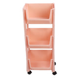 Compact Rolling Storage Organizer Large Capacity Mobile Utility Cart Movable Storage Book Shelf with Lockable Wheels 3 Tier Without Cover