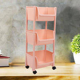 Compact Rolling Storage Organizer Large Capacity Mobile Utility Cart Movable Storage Book Shelf with Lockable Wheels 3 Tier Without Cover