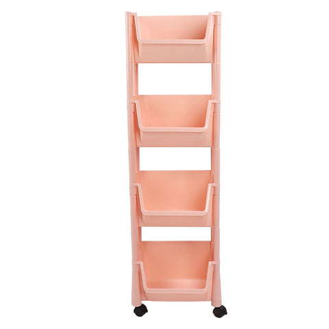 Compact Rolling Storage Organizer Large Capacity Mobile Utility Cart Movable Storage Book Shelf with Lockable Wheels 4 Tier Without Cover In Australia - Darrahopens