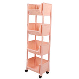 Compact Rolling Storage Organizer Large Capacity Mobile Utility Cart Movable Storage Book Shelf with Lockable Wheels 4 Tier Without Cover