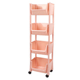 Compact Rolling Storage Organizer Large Capacity Mobile Utility Cart Movable Storage Book Shelf with Lockable Wheels 4 Tier Without Cover