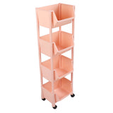 Compact Rolling Storage Organizer Large Capacity Mobile Utility Cart Movable Storage Book Shelf with Lockable Wheels 4 Tier Without Cover