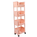 Compact Rolling Storage Organizer Large Capacity Mobile Utility Cart Movable Storage Book Shelf with Lockable Wheels 4 Tier Without Cover