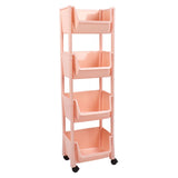 Compact Rolling Storage Organizer Large Capacity Mobile Utility Cart Movable Storage Book Shelf with Lockable Wheels 4 Tier Without Cover