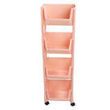 Compact Rolling Storage Organizer Large Capacity Mobile Utility Cart Movable Storage Book Shelf with Lockable Wheels 4 Tier Without Cover