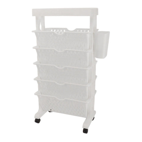 Movable Bookshelf Removable Bookcase Rotatable Multilayer Mobile Bookshelf for Bedroom Dormitory Office White