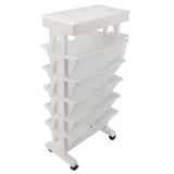 Movable Bookshelf Removable Bookcase Rotatable Multilayer Mobile Bookshelf for Bedroom Dormitory Office White
