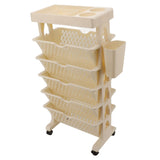 Movable Bookshelf Removable Bookcase Rotatable Multilayer Mobile Bookshelf for Bedroom Dormitory Office Khaki