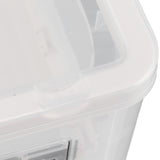 Clear Storage Box Foldable Stackable 3 Sides Opening Transparent Organizer Bin with Wheels for Books Clothes M (55L)