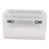 Clear Storage Box Foldable Stackable 3 Sides Opening Transparent Organizer Bin with Wheels for Books Clothes M (55L)