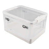 Clear Storage Box Foldable Stackable 3 Sides Opening Transparent Organizer Bin with Wheels for Books Clothes M (55L)
