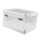 Clear Storage Box Foldable Stackable 3 Sides Opening Transparent Organizer Bin with Wheels for Books Clothes M (55L)