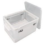 Clear Storage Box Foldable Stackable 3 Sides Opening Transparent Organizer Bin with Wheels for Books Clothes M (55L)