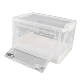 Clear Storage Box Foldable Stackable 3 Sides Opening Transparent Organizer Bin with Wheels for Books Clothes M (55L)