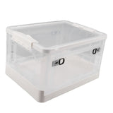Clear Storage Box Foldable Stackable 3 Sides Opening Transparent Organizer Bin with Wheels for Books Clothes M (55L)