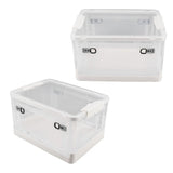 Clear Storage Box Foldable Stackable 3 Sides Opening Transparent Organizer Bin with Wheels for Books Clothes M (55L)