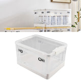 Clear Storage Box Foldable Stackable 3 Sides Opening Transparent Organizer Bin with Wheels for Books Clothes M (55L)