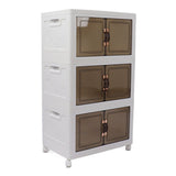 Collapsible Stackable Storage Bins Dustproof Folding Storage Bins Organizer with Lids 4 Moveable Wheels Large Capacity Thick 3 Layer 45x30x77cm
