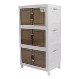 Collapsible Stackable Storage Bins Dustproof Folding Storage Bins Organizer with Lids 4 Moveable Wheels Large Capacity Thick 3 Layer 45x30x77cm