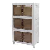 Collapsible Stackable Storage Bins Dustproof Folding Storage Bins Organizer with Lids 4 Moveable Wheels Large Capacity Thick 3 Layer 45x30x77cm