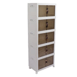 Collapsible Stackable Storage Bins Dustproof Folding Storage Bins Organizer with Lids 4 Moveable Wheels Large Capacity Thick 5 Layer 45x30x123cm In Australia - Darrahopens