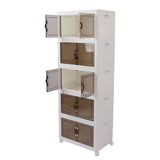 Collapsible Stackable Storage Bins Dustproof Folding Storage Bins Organizer with Lids 4 Moveable Wheels Large Capacity Thick 5 Layer 45x30x123cm