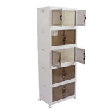 Collapsible Stackable Storage Bins Dustproof Folding Storage Bins Organizer with Lids 4 Moveable Wheels Large Capacity Thick 5 Layer 45x30x123cm