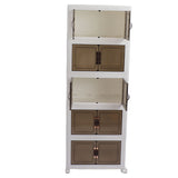 Collapsible Stackable Storage Bins Dustproof Folding Storage Bins Organizer with Lids 4 Moveable Wheels Large Capacity Thick 5 Layer 45x30x123cm