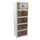 Collapsible Stackable Storage Bins Dustproof Folding Storage Bins Organizer with Lids 4 Moveable Wheels Large Capacity Thick 5 Layer 45x30x123cm
