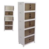 Collapsible Stackable Storage Bins Dustproof Folding Storage Bins Organizer with Lids 4 Moveable Wheels Large Capacity Thick 5 Layer 45x30x123cm