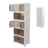 Collapsible Stackable Storage Bins Dustproof Folding Storage Bins Organizer with Lids 4 Moveable Wheels Large Capacity Thick 5 Layer 45x30x123cm