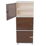 Collapsible Storage Bins Large Capacity Movable Dustproof Stackable Closet Organizer Bins with Universal Wheel Magnetic Door 3 Layer 15.75 X 13.19 X 40.94in