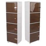Collapsible Storage Bins Large Capacity Movable Dustproof Stackable Closet Organizer Bins with Universal Wheel Magnetic Door 4 Layer 15.75 X 13.19 X 53.54in