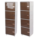 Collapsible Storage Bins Large Capacity Movable Dustproof Stackable Closet Organizer Bins with Universal Wheel Magnetic Door 4 Layer 15.75 X 13.19 X 53.54in