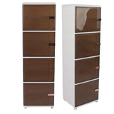 Collapsible Storage Bins Large Capacity Movable Dustproof Stackable Closet Organizer Bins with Universal Wheel Magnetic Door 4 Layer 15.75 X 13.19 X 53.54in
