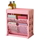Book Rack Storage Bookshelf Small Storage Bookshelf Bookcase Large Capacity Easy Access for Living Room Bedroom Double Row 2 Layer Pink