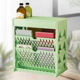 Book Rack Storage Bookshelf Small Storage Bookshelf Bookcase Large Capacity Easy Access for Living Room Bedroom Double Row 2 Layer Green
