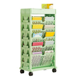 Book Rack Storage Bookshelf Small Storage Bookshelf Bookcase Large Capacity Easy Access for Living Room Bedroom Double Row 5 Layer Green