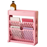 Bookshelf Multipurpose Simple Style Large Capacity Single Row Space Saving Multilayer Book Storage Shelf Double Layers Bookshelf Pink