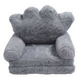 Folding Crown Seat Cushion Chair Cushion Girl Princess Baby Children Small Sofa with Backrest Rabbit Hair Gray 2 Layers In Australia - Darrahopens
