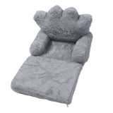 Folding Crown Seat Cushion Chair Cushion Girl Princess Baby Children Small Sofa with Backrest Rabbit Hair Gray 2 Layers