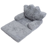 Folding Crown Seat Cushion Chair Cushion Girl Princess Baby Children Small Sofa with Backrest Rabbit Hair Gray 2 Layers