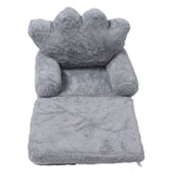 Folding Crown Seat Cushion Chair Cushion Girl Princess Baby Children Small Sofa with Backrest Rabbit Hair Gray 2 Layers