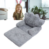 Folding Crown Seat Cushion Chair Cushion Girl Princess Baby Children Small Sofa with Backrest Rabbit Hair Gray 2 Layers