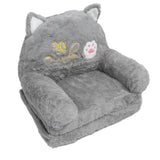 Kids Sofa for Baby Toddler Cute Cartoon Cat Convertible Armrest Chair Fold Out Couch Bed for Napping Playing Sleeping Grey 2 Layers