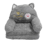 Kids Sofa for Baby Toddler Cute Cartoon Cat Convertible Armrest Chair Fold Out Couch Bed for Napping Playing Sleeping Grey 2 Layers In Australia - Darrahopens