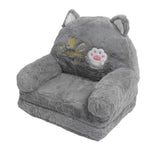 Kids Sofa for Baby Toddler Cute Cartoon Cat Convertible Armrest Chair Fold Out Couch Bed for Napping Playing Sleeping Grey 2 Layers